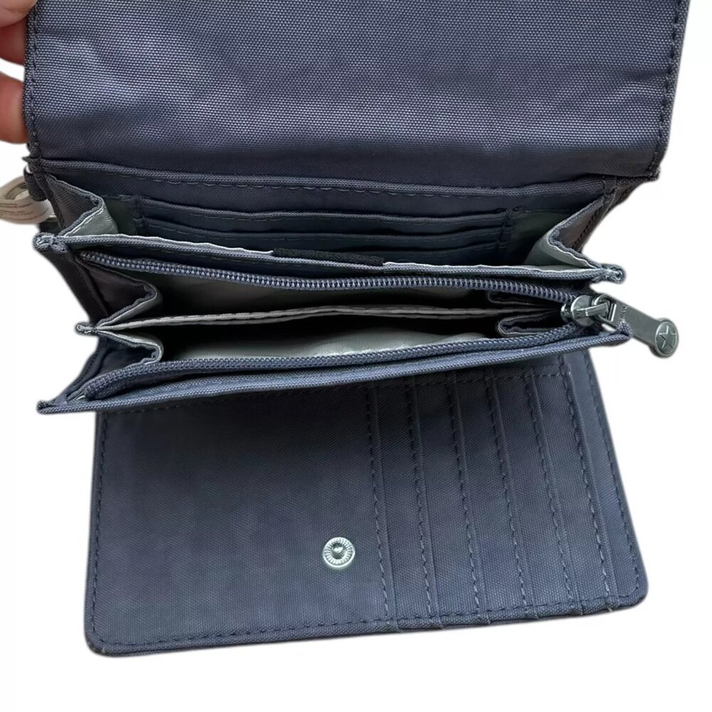 Kipling Pixi Nylon Bifold Wallet Snap Closure Card Slots Zip Pocket Perri Blue - Picture 5 of 11